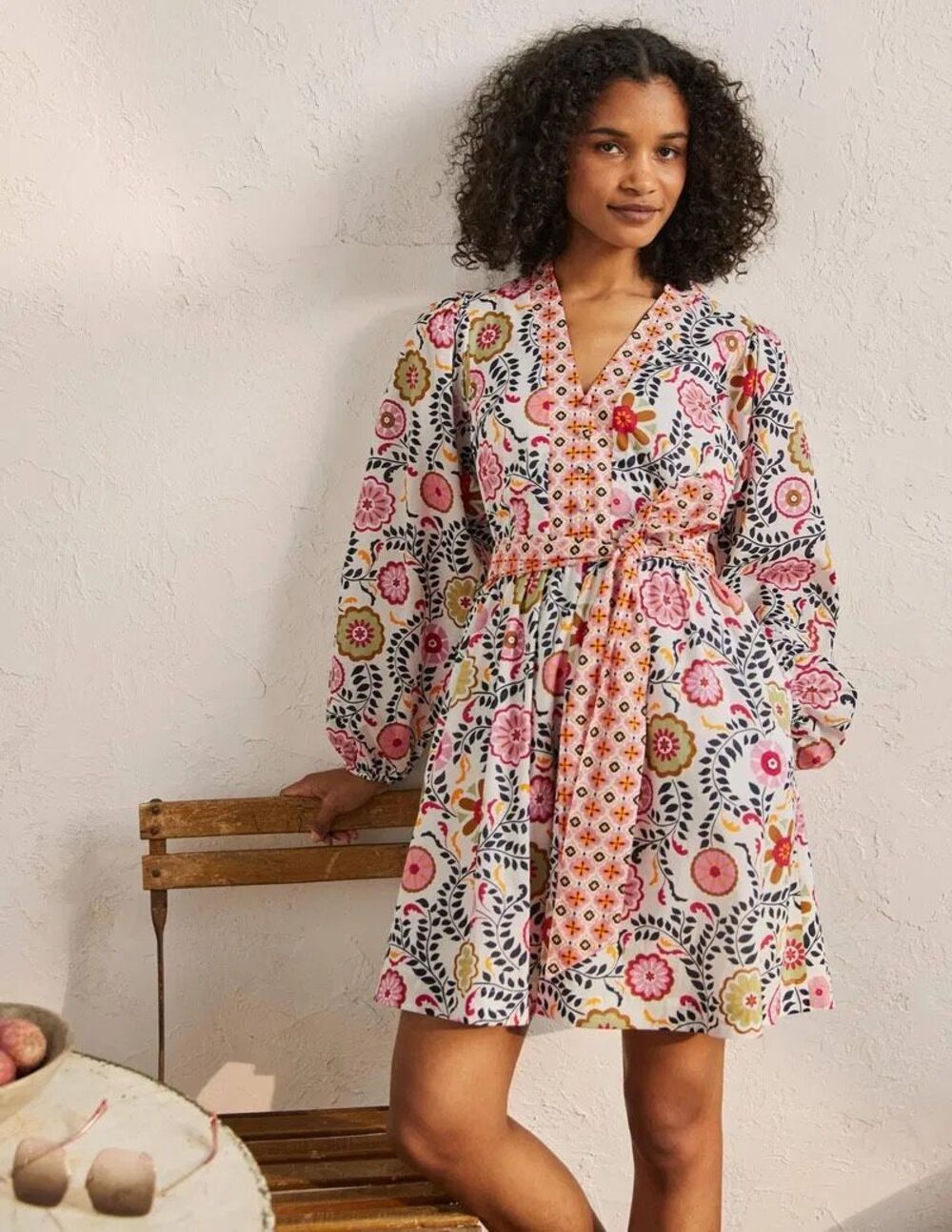 Boden Notch Neck Cotton Floral Dress Belted Fit & Flare D0098 Size 10R